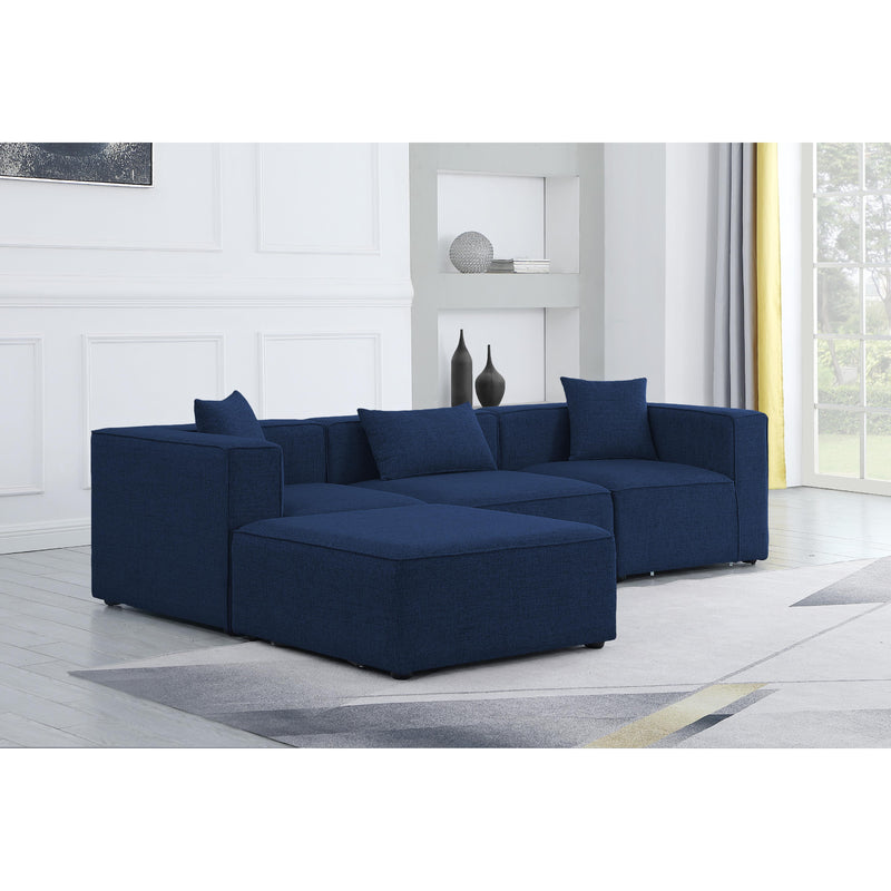 Meridian Cube Navy Durable Linen Textured Modular Sectional IMAGE 3