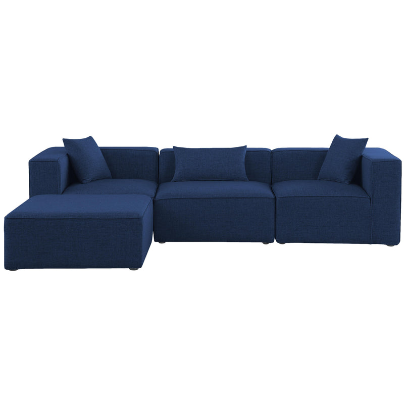 Meridian Cube Navy Durable Linen Textured Modular Sectional IMAGE 7