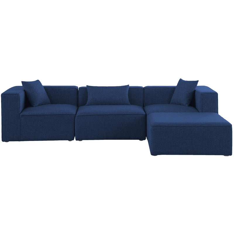 Meridian Cube Navy Durable Linen Textured Modular Sectional IMAGE 8