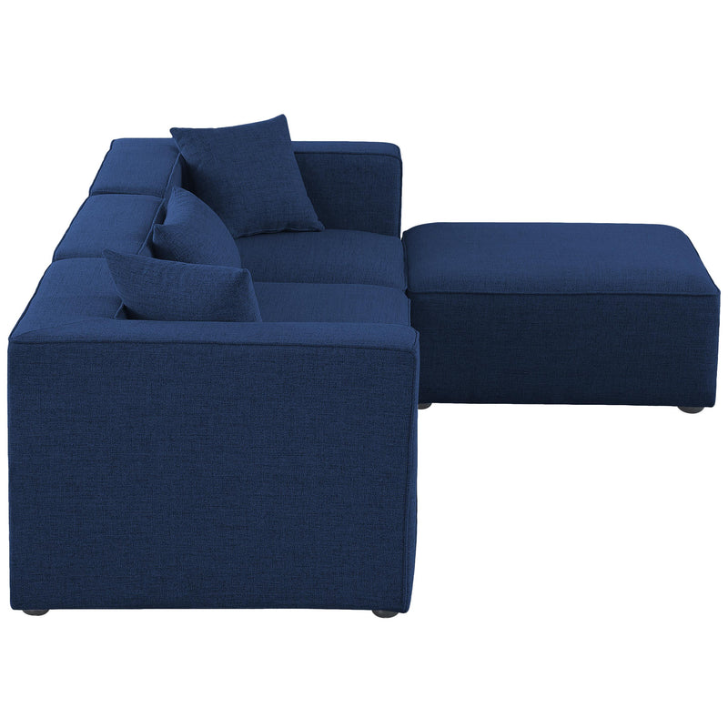 Meridian Cube Navy Durable Linen Textured Modular Sectional IMAGE 9