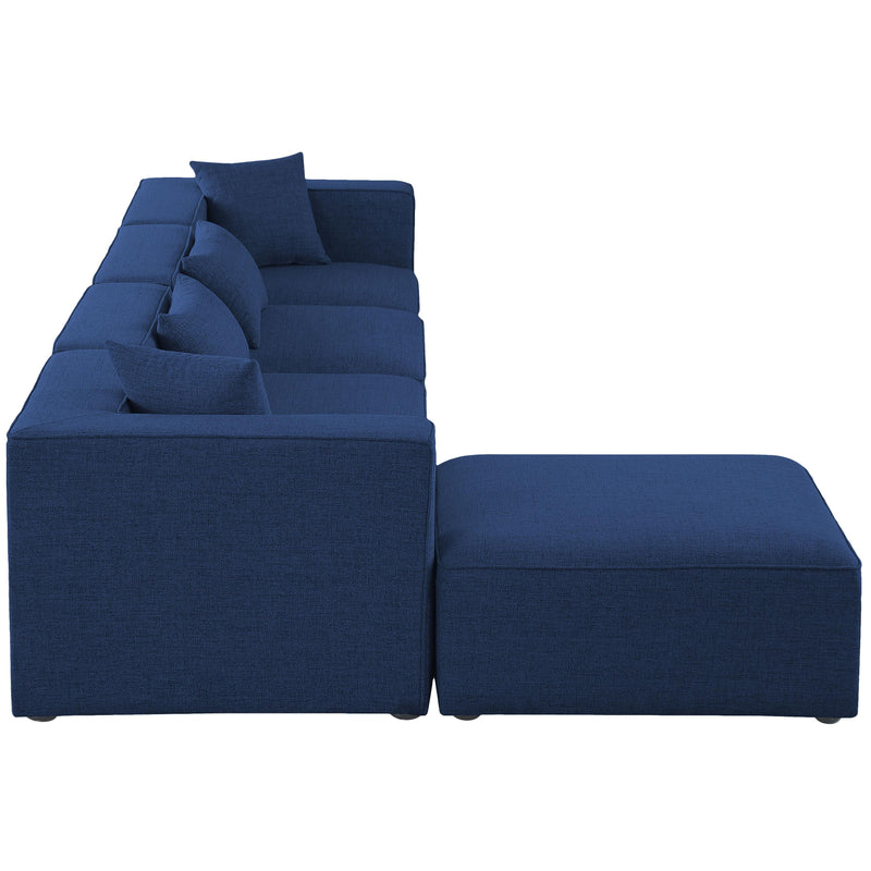 Meridian Cube Navy Durable Linen Textured Modular Sectional IMAGE 10