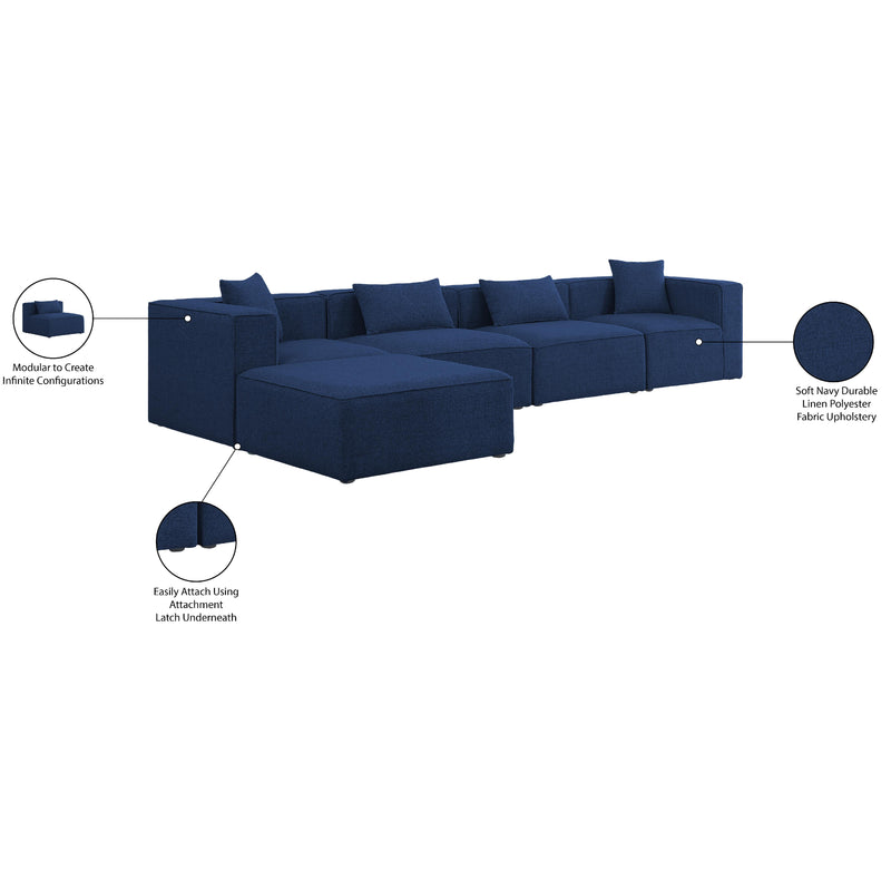 Meridian Cube Navy Durable Linen Textured Modular Sectional IMAGE 15
