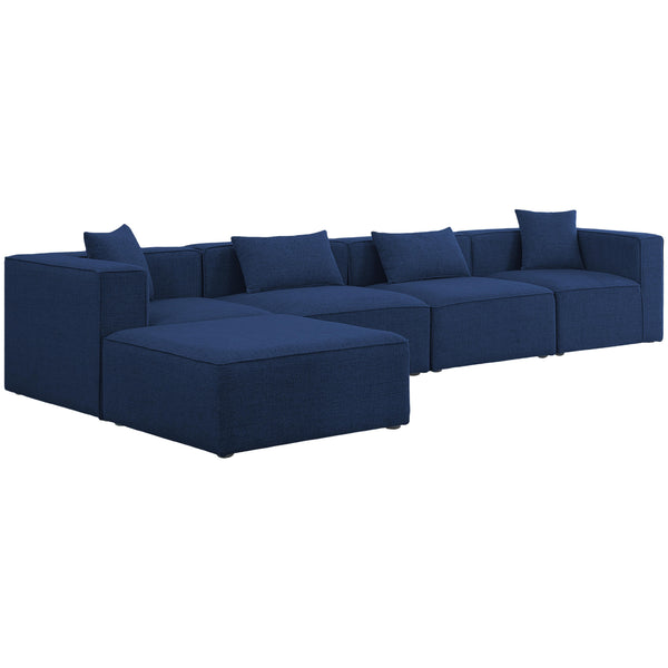 Meridian Cube Navy Durable Linen Textured Modular Sectional IMAGE 1