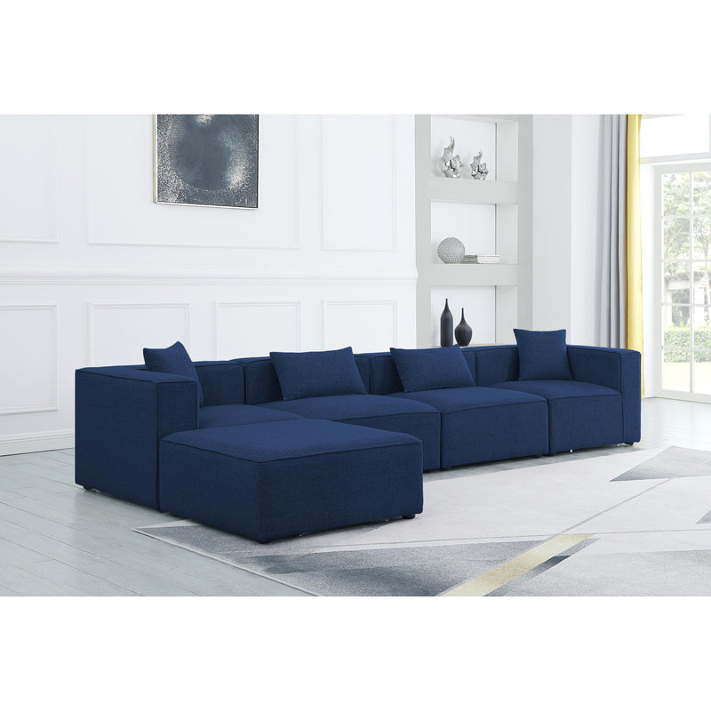 Meridian Cube Navy Durable Linen Textured Modular Sectional IMAGE 3