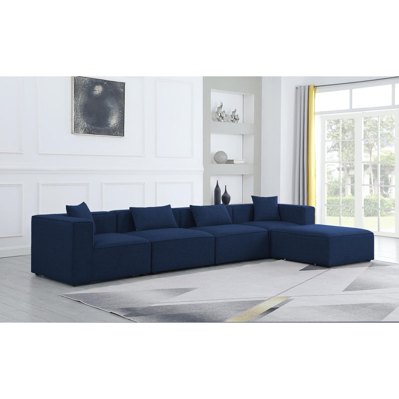 Meridian Cube Navy Durable Linen Textured Modular Sectional IMAGE 4