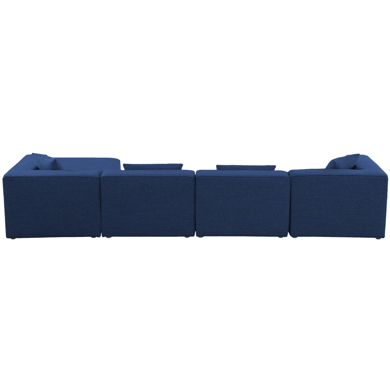 Meridian Cube Navy Durable Linen Textured Modular Sectional IMAGE 5