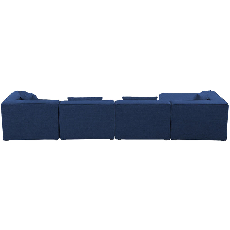 Meridian Cube Navy Durable Linen Textured Modular Sectional IMAGE 6