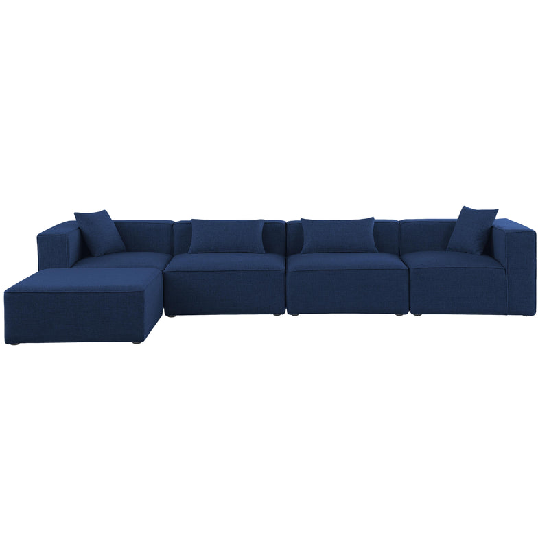 Meridian Cube Navy Durable Linen Textured Modular Sectional IMAGE 7