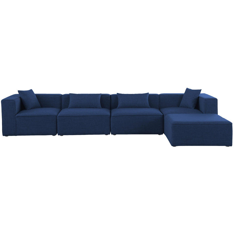 Meridian Cube Navy Durable Linen Textured Modular Sectional IMAGE 8