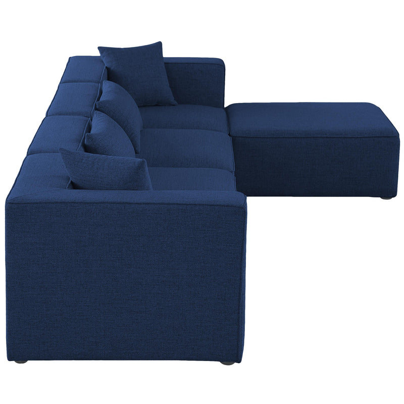 Meridian Cube Navy Durable Linen Textured Modular Sectional IMAGE 9