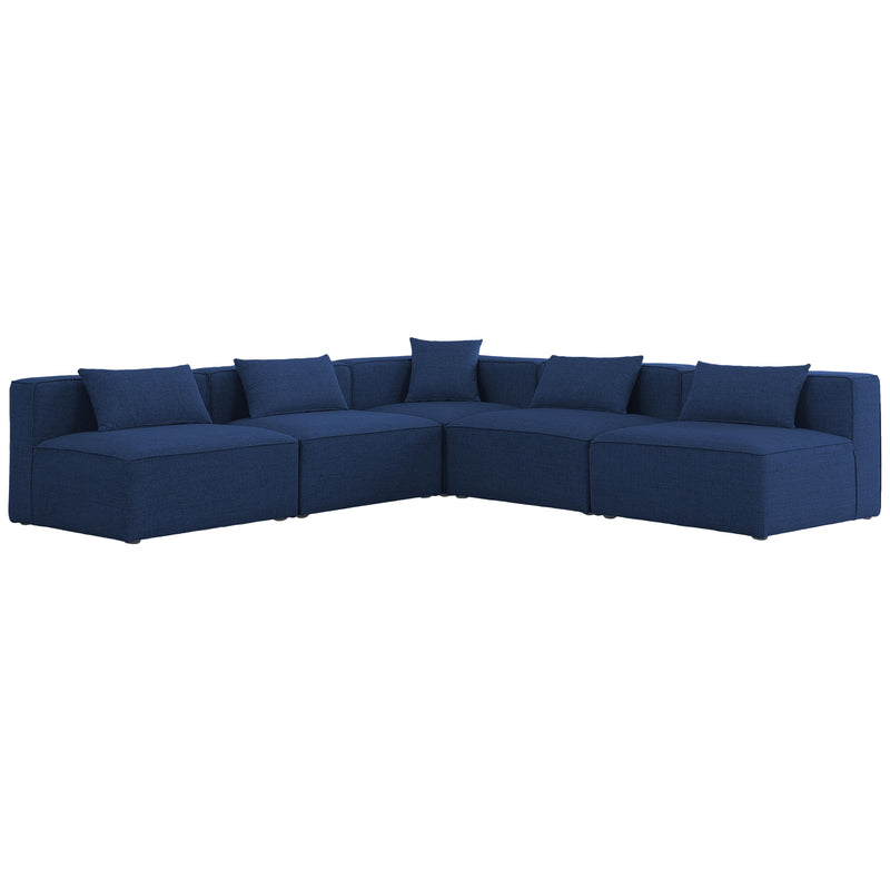 Meridian Cube Navy Durable Linen Textured Modular Sectional IMAGE 1