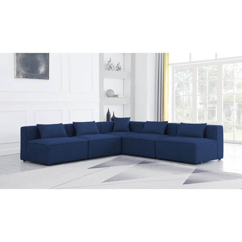 Meridian Cube Navy Durable Linen Textured Modular Sectional IMAGE 2