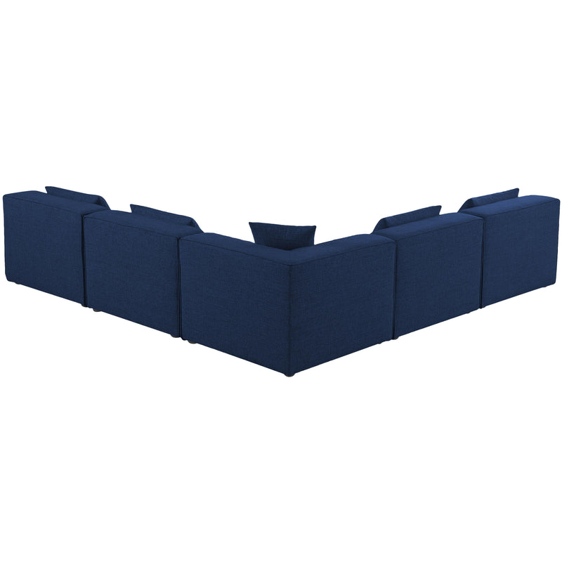 Meridian Cube Navy Durable Linen Textured Modular Sectional IMAGE 3