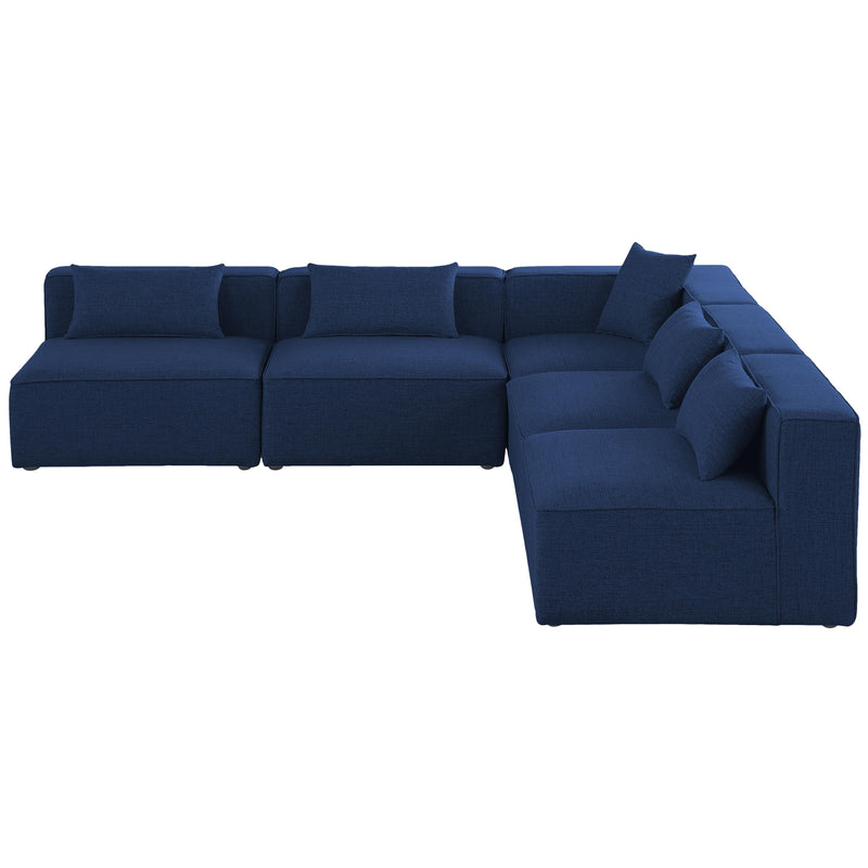 Meridian Cube Navy Durable Linen Textured Modular Sectional IMAGE 4