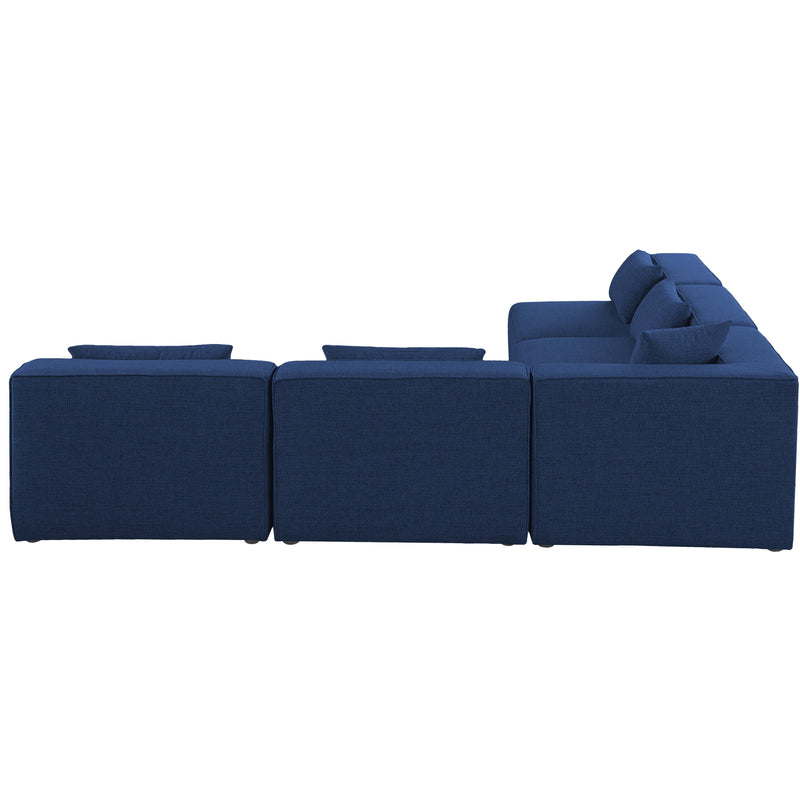 Meridian Cube Navy Durable Linen Textured Modular Sectional IMAGE 5