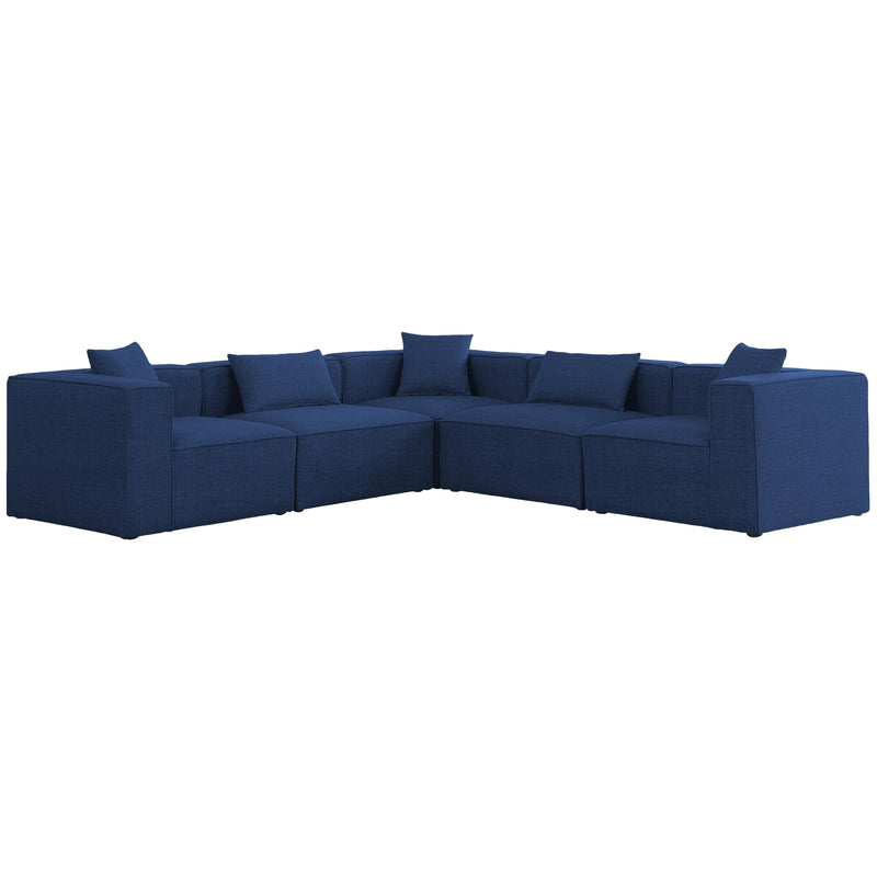 Meridian Cube Navy Durable Linen Textured Modular Sectional IMAGE 1