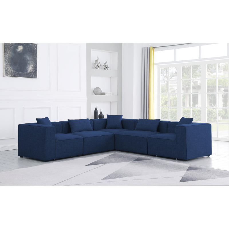 Meridian Cube Navy Durable Linen Textured Modular Sectional IMAGE 2