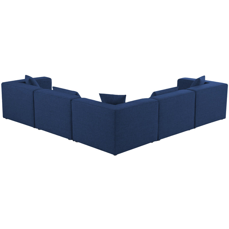 Meridian Cube Navy Durable Linen Textured Modular Sectional IMAGE 3