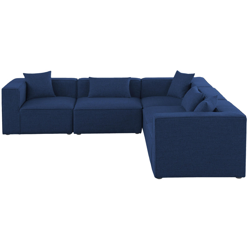 Meridian Cube Navy Durable Linen Textured Modular Sectional IMAGE 4