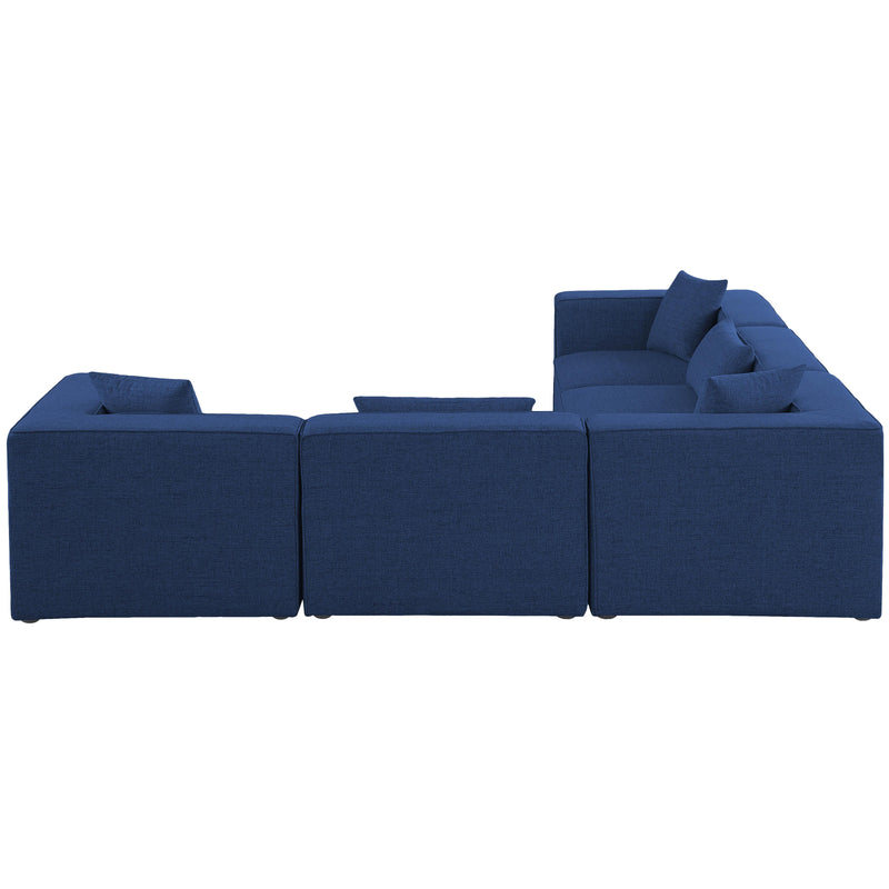 Meridian Cube Navy Durable Linen Textured Modular Sectional IMAGE 5