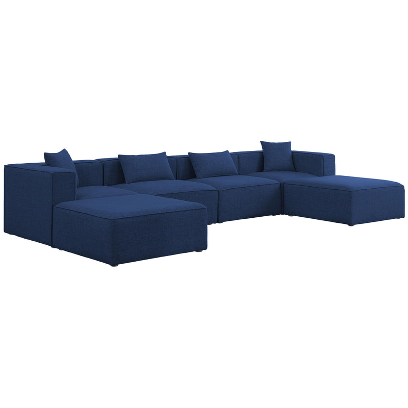 Meridian Cube Navy Durable Linen Textured Modular Sectional IMAGE 1