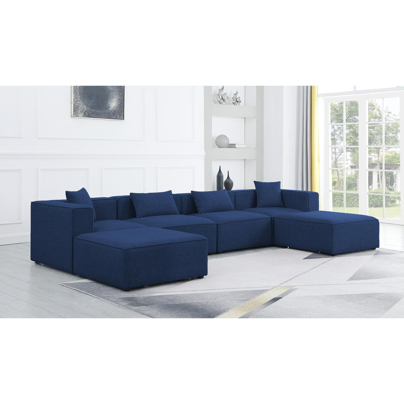 Meridian Cube Navy Durable Linen Textured Modular Sectional IMAGE 2