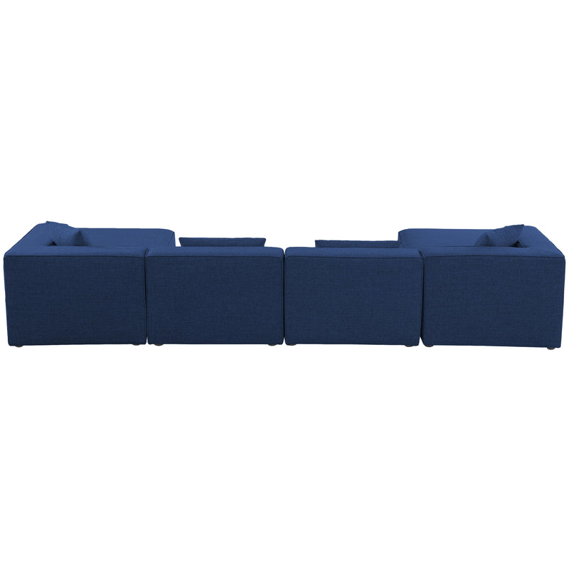 Meridian Cube Navy Durable Linen Textured Modular Sectional IMAGE 3