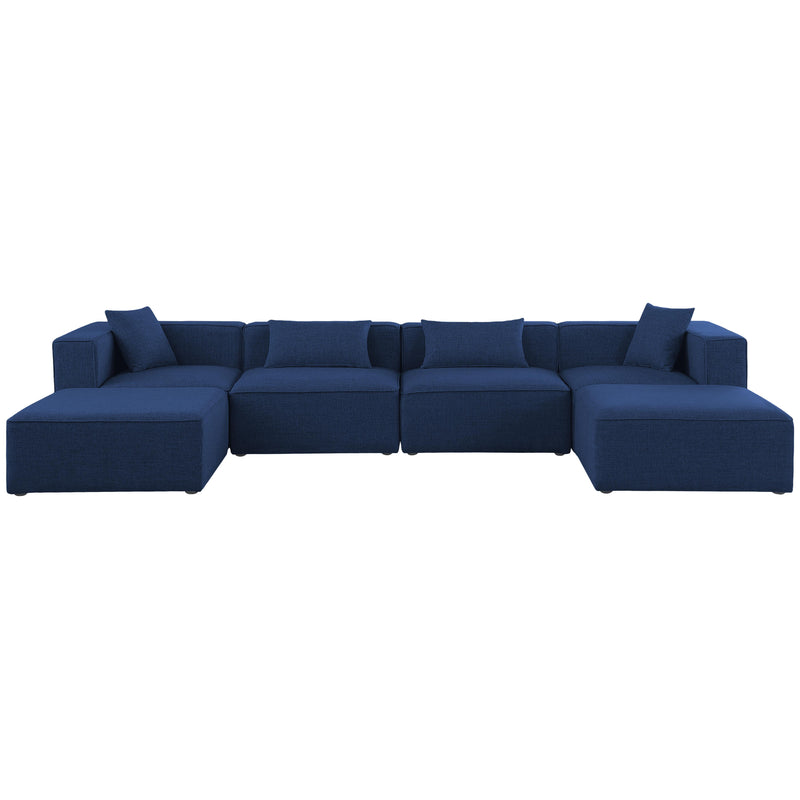 Meridian Cube Navy Durable Linen Textured Modular Sectional IMAGE 4