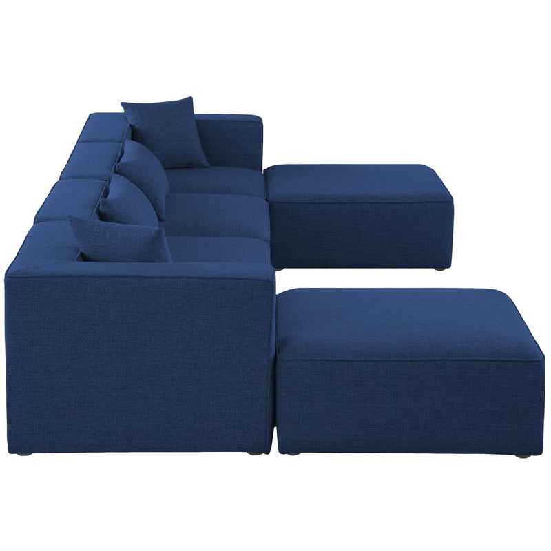 Meridian Cube Navy Durable Linen Textured Modular Sectional IMAGE 5