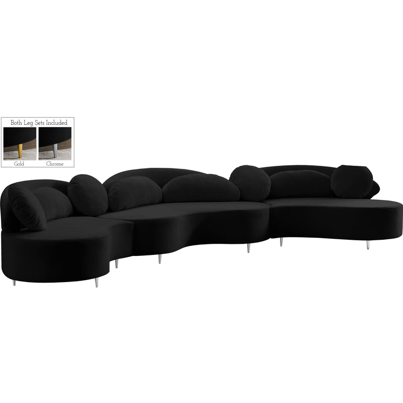 Meridian Vivacious Black Velvet 3pc. Sectional (3 Boxes) IMAGE 2