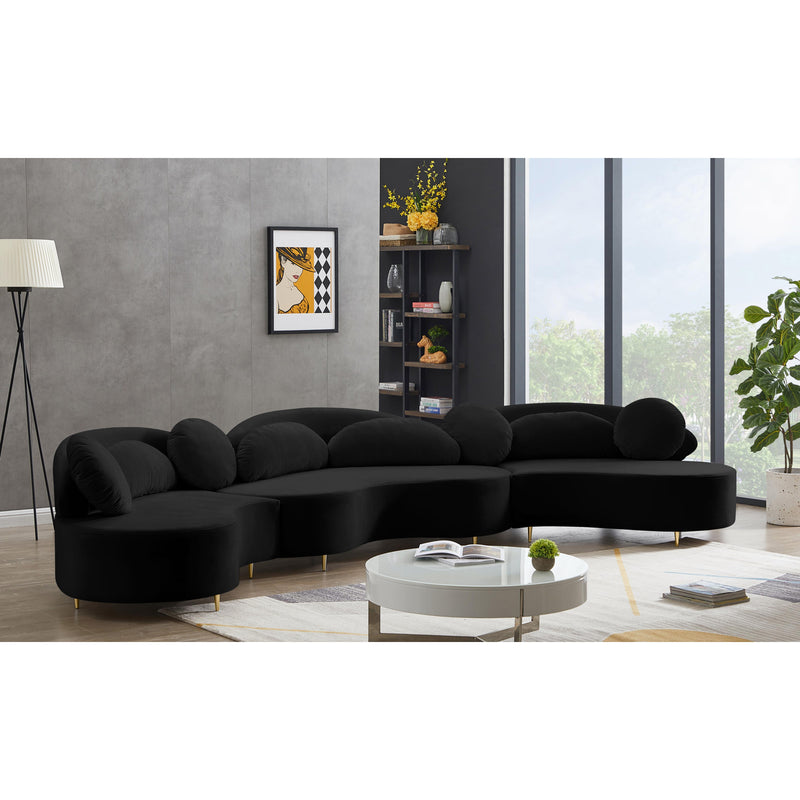 Meridian Vivacious Black Velvet 3pc. Sectional (3 Boxes) IMAGE 3