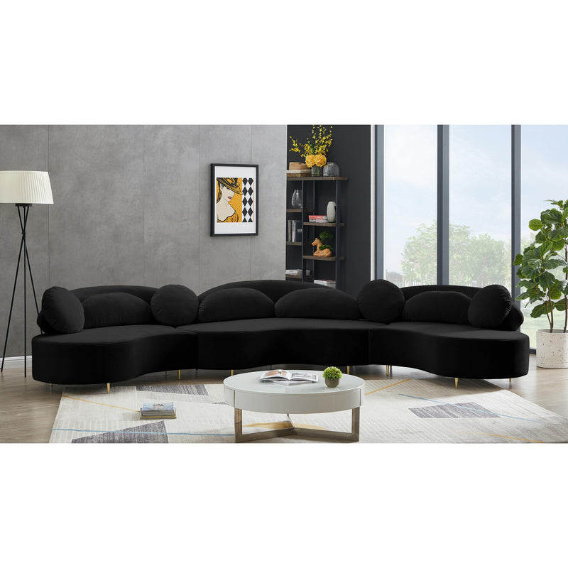 Meridian Vivacious Black Velvet 3pc. Sectional (3 Boxes) IMAGE 7