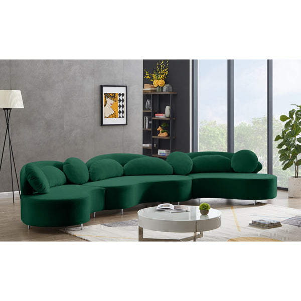 Meridian Vivacious Green Velvet 3pc. Sectional (3 Boxes) IMAGE 1