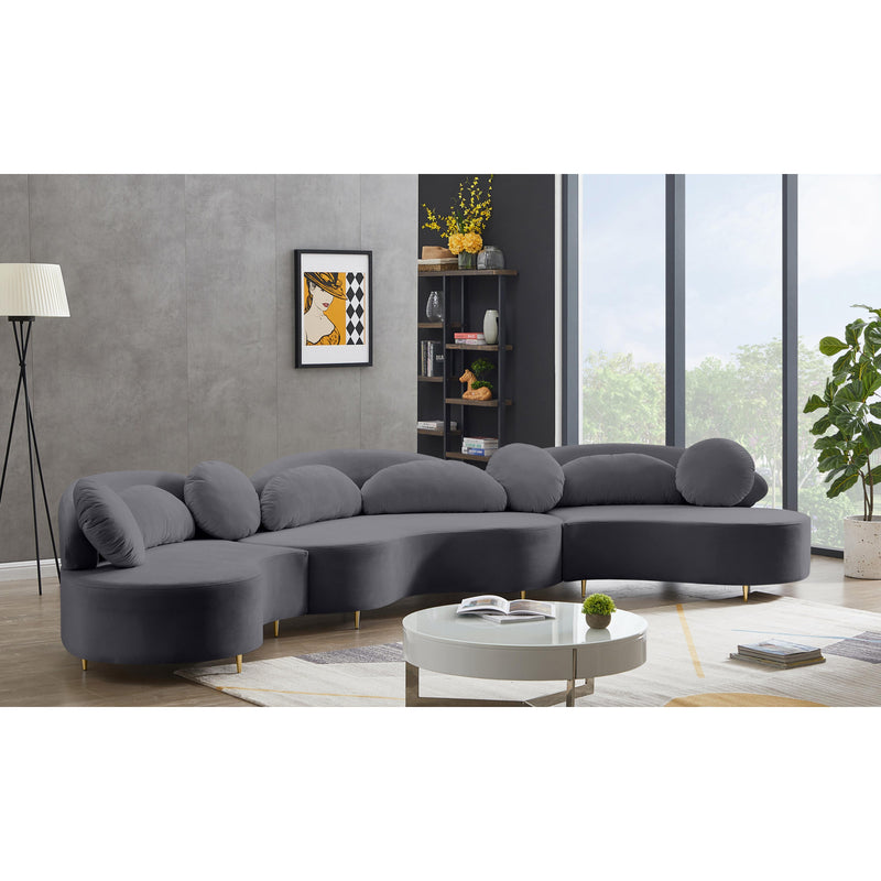 Meridian Vivacious Grey Velvet 3pc. Sectional (3 Boxes) IMAGE 3