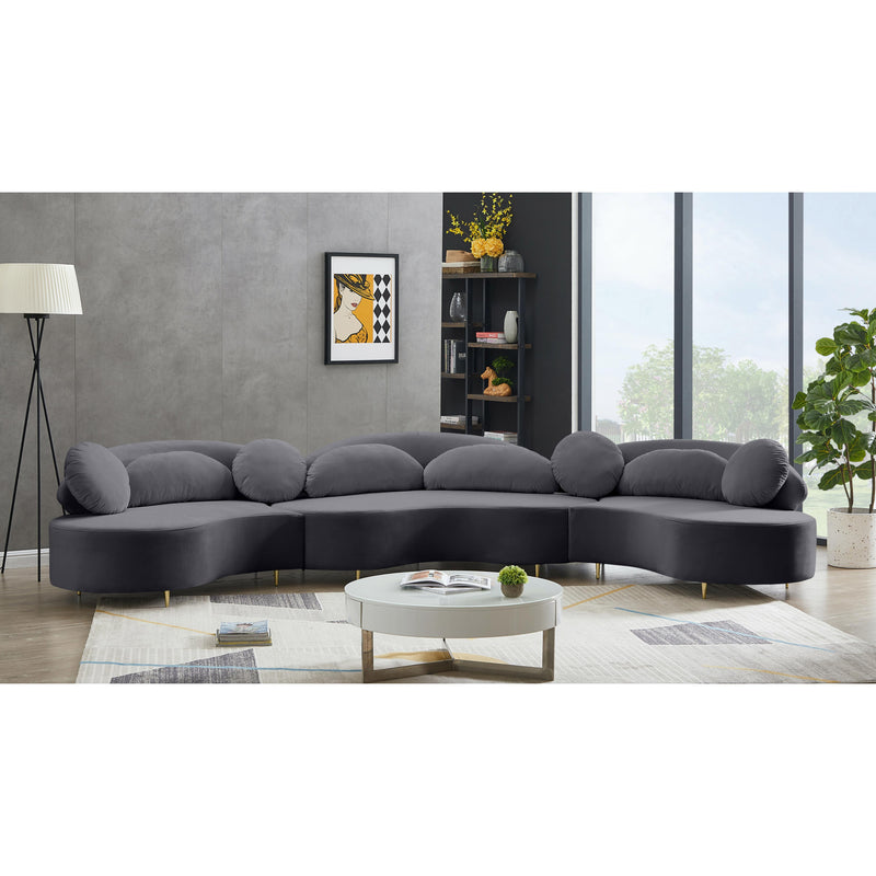 Meridian Vivacious Grey Velvet 3pc. Sectional (3 Boxes) IMAGE 7