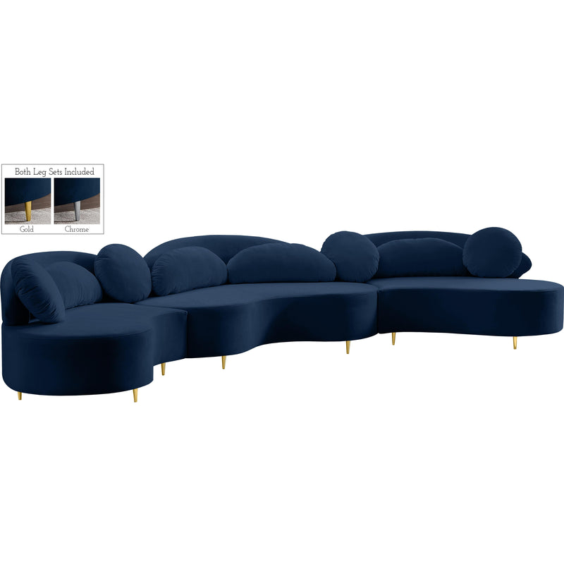 Meridian Vivacious Navy Velvet 3pc. Sectional (3 Boxes) IMAGE 1