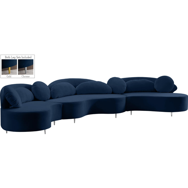 Meridian Vivacious Navy Velvet 3pc. Sectional (3 Boxes) IMAGE 2