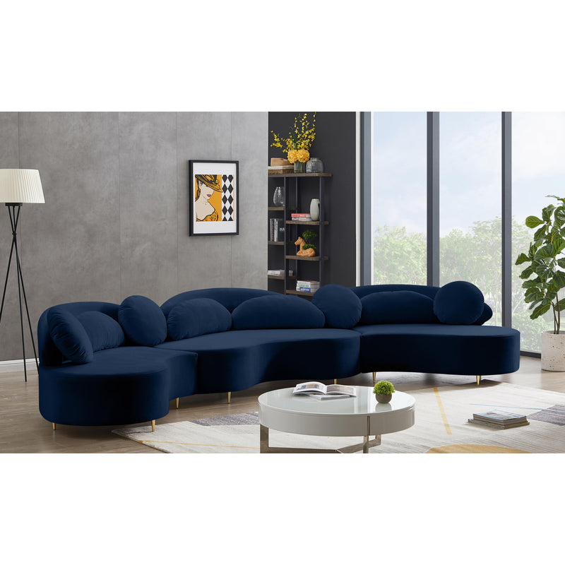 Meridian Vivacious Navy Velvet 3pc. Sectional (3 Boxes) IMAGE 3