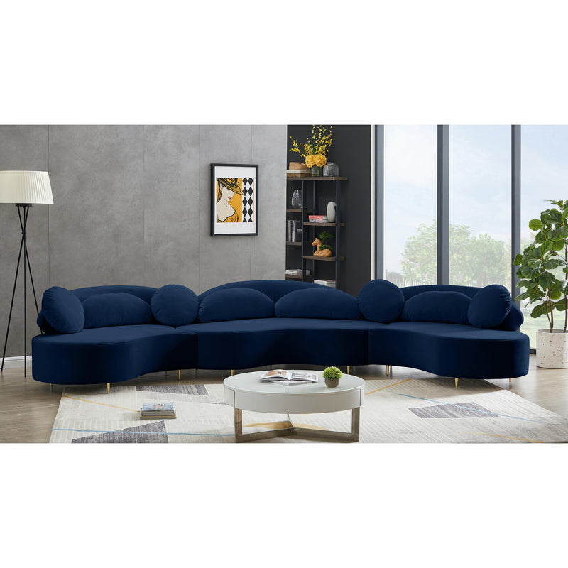 Meridian Vivacious Navy Velvet 3pc. Sectional (3 Boxes) IMAGE 7