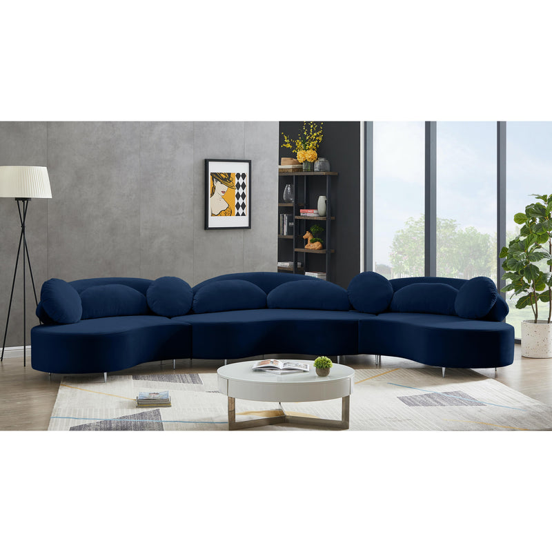 Meridian Vivacious Navy Velvet 3pc. Sectional (3 Boxes) IMAGE 8