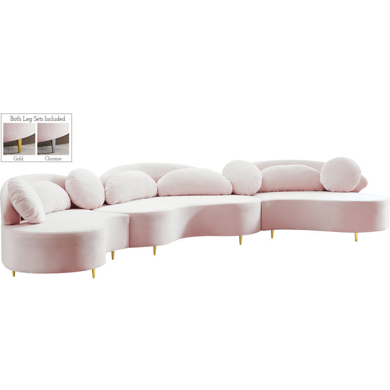 Meridian Vivacious Pink Velvet 3pc. Sectional (3 Boxes) IMAGE 1