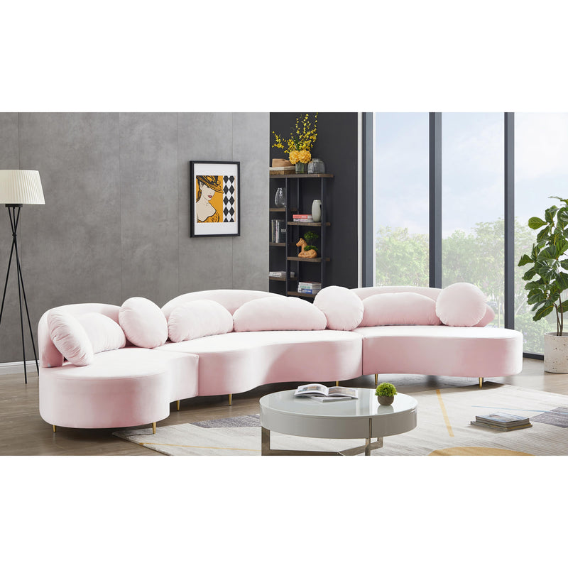 Meridian Vivacious Pink Velvet 3pc. Sectional (3 Boxes) IMAGE 3