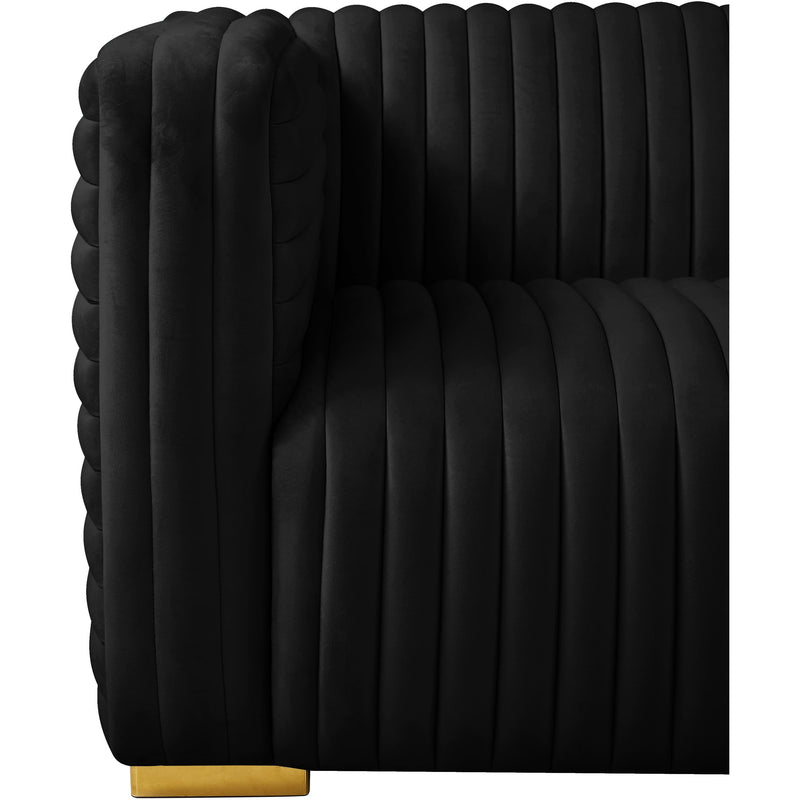 Meridian Ravish Black Velvet Loveseat IMAGE 13