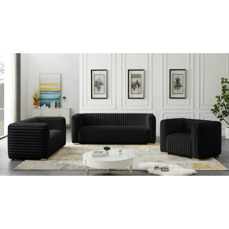 Meridian Ravish Black Velvet Loveseat IMAGE 15