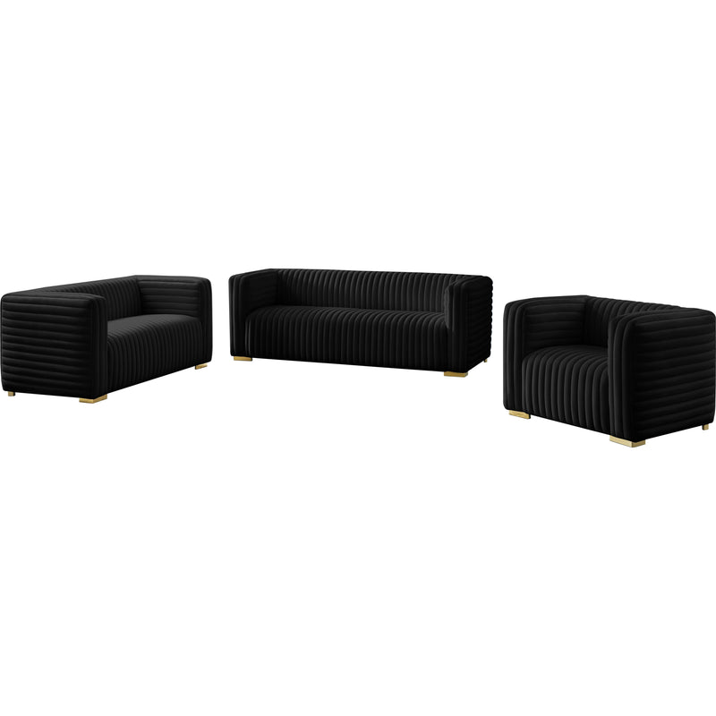 Meridian Ravish Black Velvet Loveseat IMAGE 16