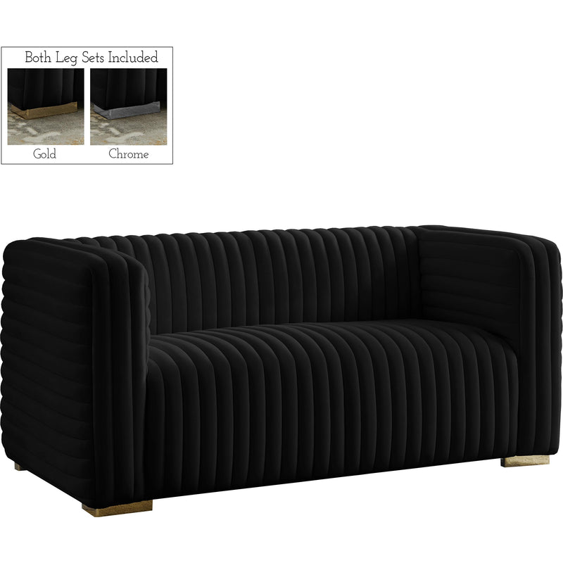 Meridian Ravish Black Velvet Loveseat IMAGE 1