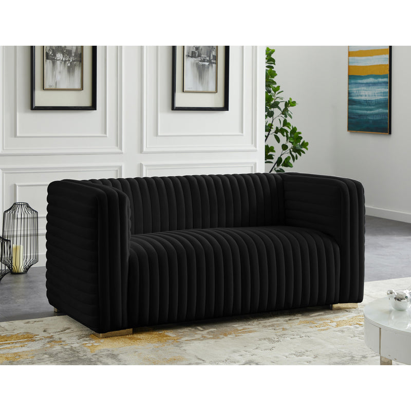 Meridian Ravish Black Velvet Loveseat IMAGE 3