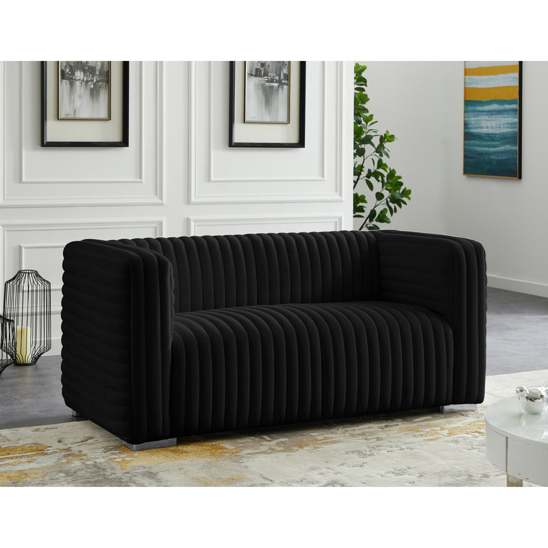 Meridian Ravish Black Velvet Loveseat IMAGE 4