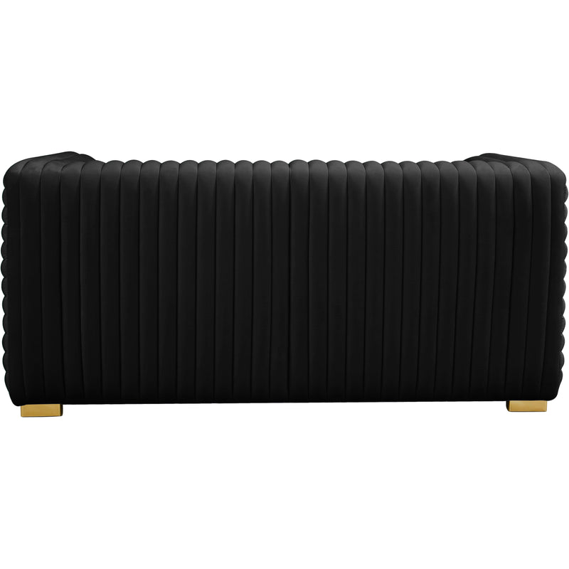 Meridian Ravish Black Velvet Loveseat IMAGE 5