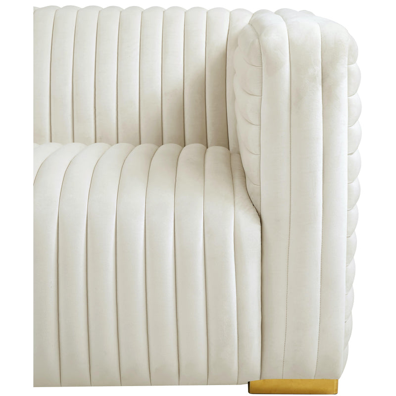 Meridian Ravish Cream Velvet Loveseat IMAGE 13